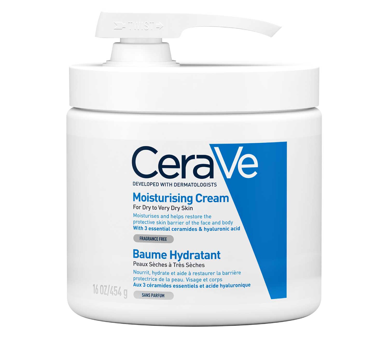 CeraVe Moisturising Cream Pump with Hyaluronic Acid & Ceramides for Dry to Very Dry Skin 454g