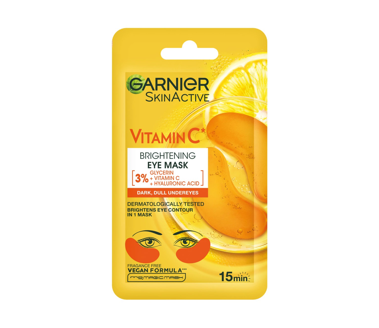 Garnier Vitamin C* Brightening Eye Mask, With 3% Glycerin, Vitamin C* And Hyaluronic Acid, 5g