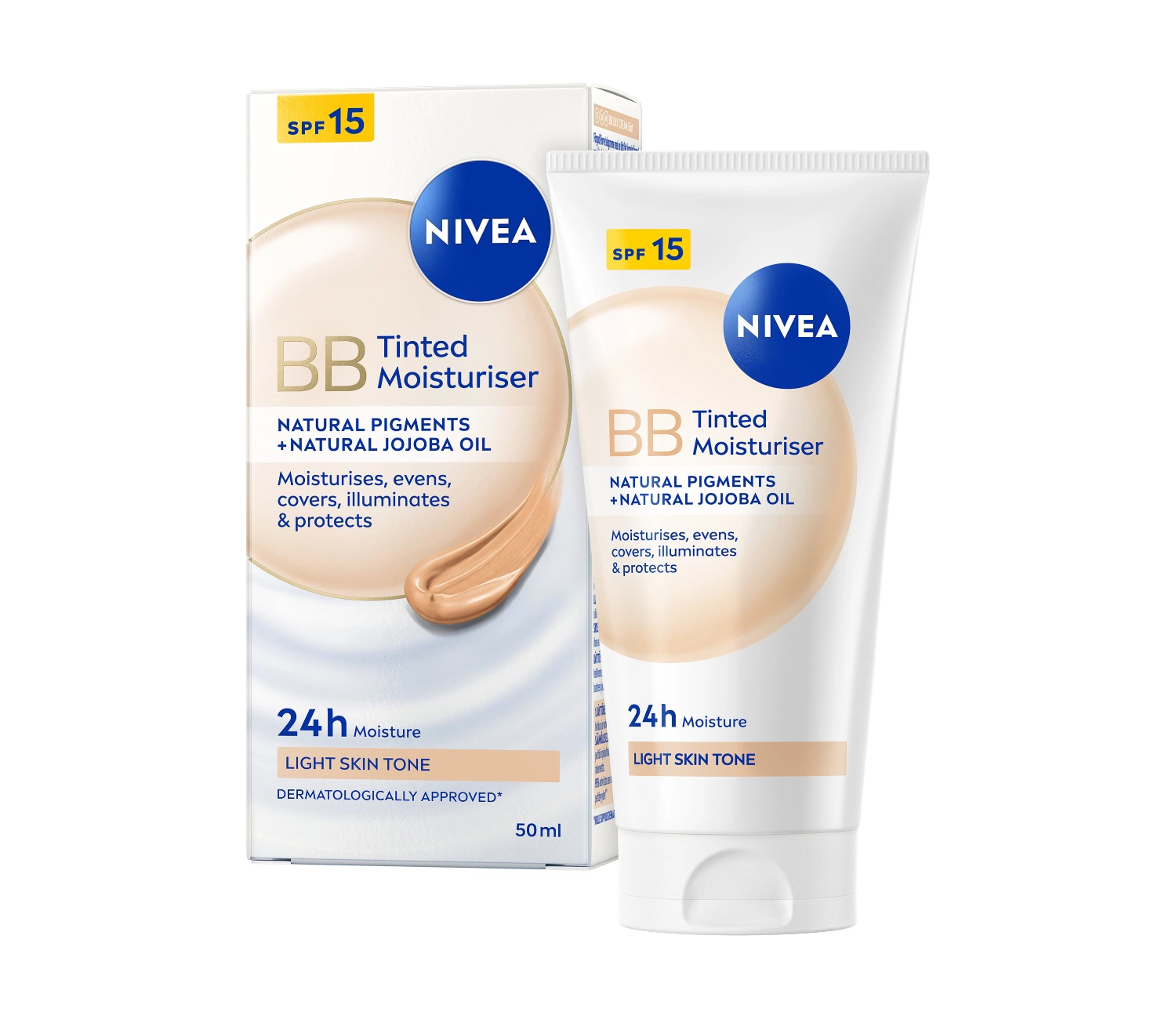 NIVEA 24H Moisture Tinted Day Cream with Vitamin E Light Skin Tone SPF15 50ml