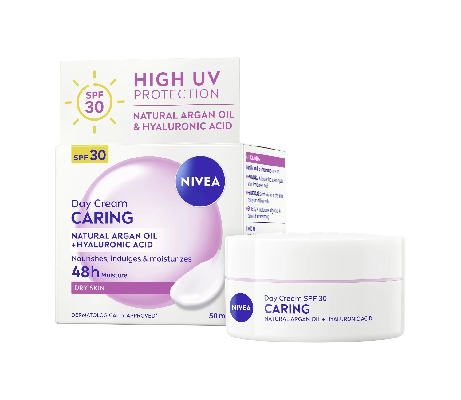 NIVEA Caring Day Face Cream with Natural Argan Oil + Hyaluronic Acid SPF30 50ml